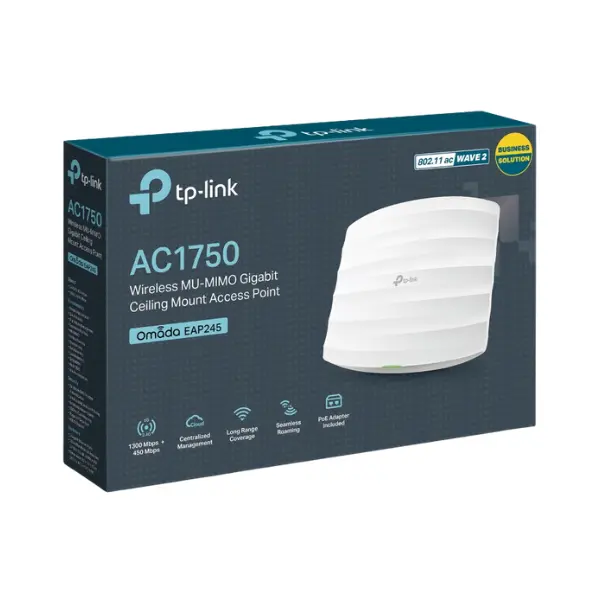 TP-Link EAP245 Dual Band Gigabit Wireless Access Point, AC1750, Ceiling Mount