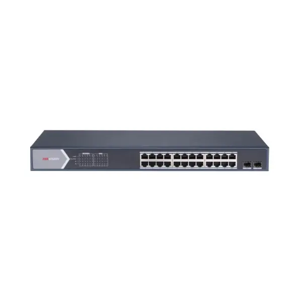 ​Hikvision DS-3E0526P-E/M Unmanaged PoE Switch, 24 Port Gigabit + 2 Port SFP fiber optical port