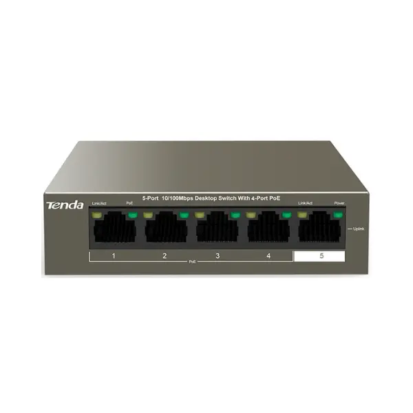 Tenda TEF1105P-4-63W PoE Switch, 5-Port 10/100Mbps