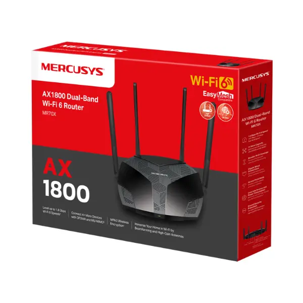 Mercusys MR70X Dual-Band WiFi 6 Router, AX1800