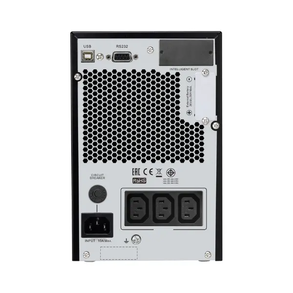 APC SRV1KIL Easy On-Line UPS, 1000VA/800W, 230V, 3x IEC C13 outlets, Intelligent Card Slot, LCD, Extended runtime, Tower