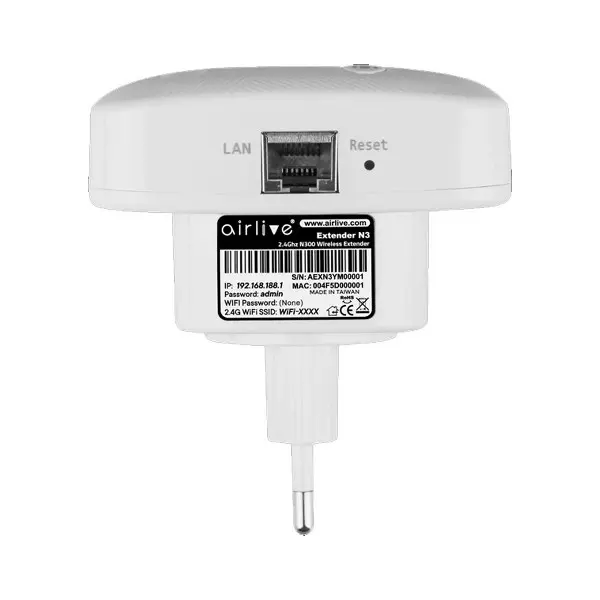 Airlive N3 N300 Wireless Range Extender, 2.4GHz